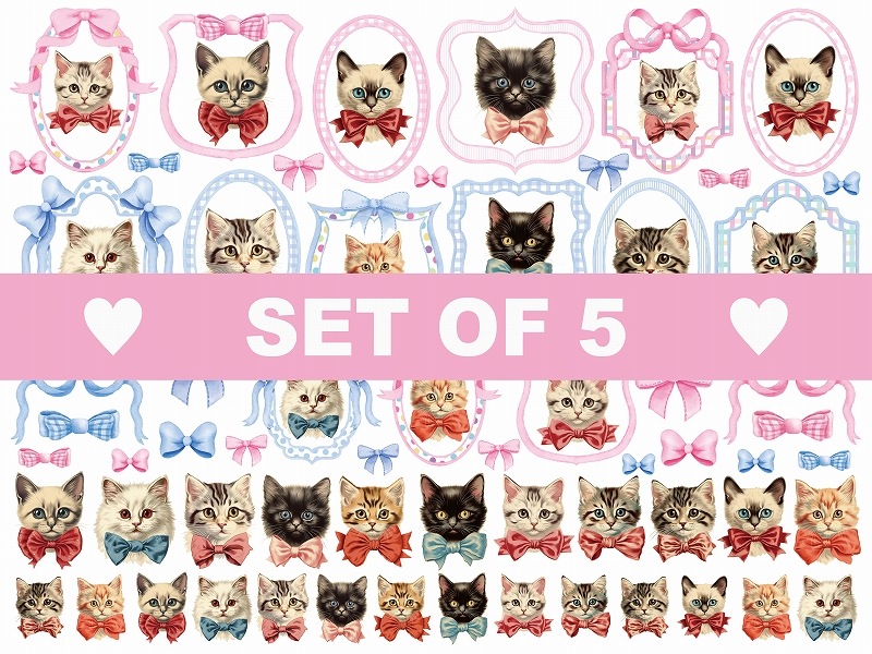 【5枚SET】ガラス用キャットリボン (1枚あたり1500円)A4