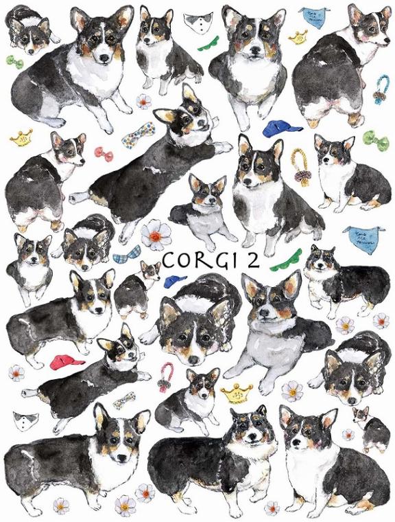 ガラス用コーギー2 はがきサイズ