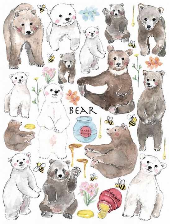 ガラス用クマ はがきサイズ