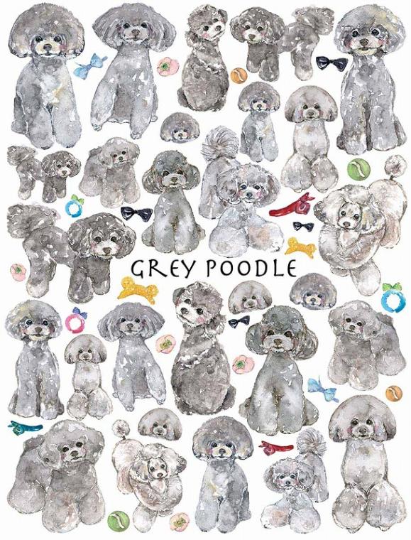 ガラス用トイプードルグレーはがきサイズ