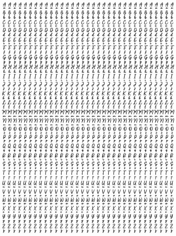 アニマルアルファベット筆記体イニシャル A4