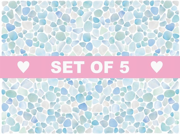 【5枚SET】ガラス用シーグラスブルー (1枚あたり1500円)A4