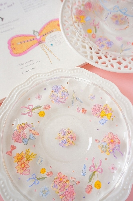 【5枚SET】ガラス用ロマンチックフラワー (1枚あたり1500円)A4