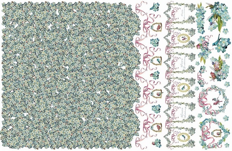 ヴィンテージブルーフラワー A3