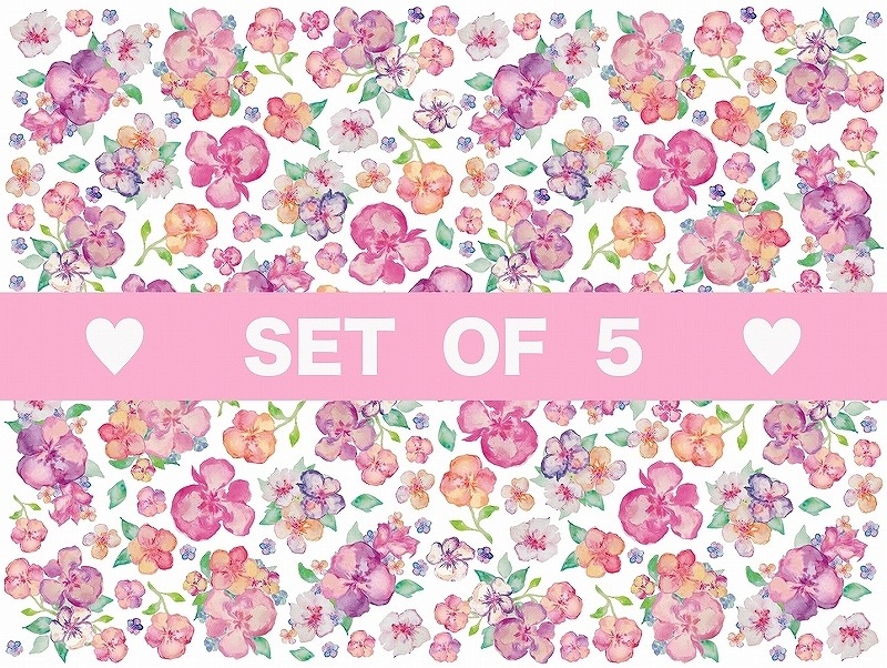 【5枚SET】フラワーリーフガーデン (1枚あたり1500円)A4