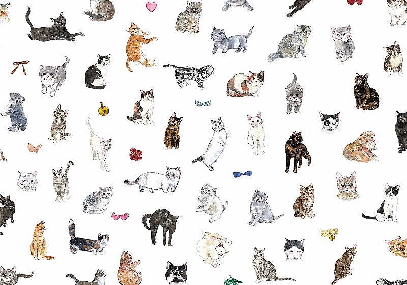 【5枚SET】ガラス用キャットコレクションS (1枚あたり1900円)A3