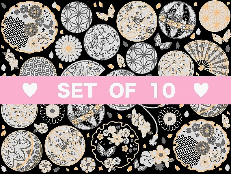【10枚SET】ガラス用和柄白手毬(1枚あたり1300円)A4