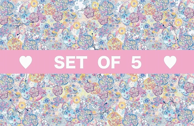 【5枚SET】和柄花ちりめんブルー (1枚あたり1900円)A3