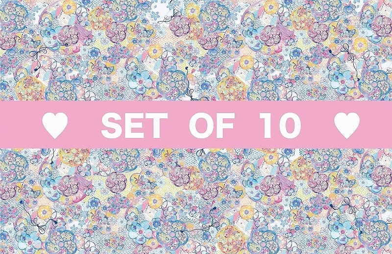 【10枚SET】和柄花ちりめんブルー (1枚あたり1800円)A3