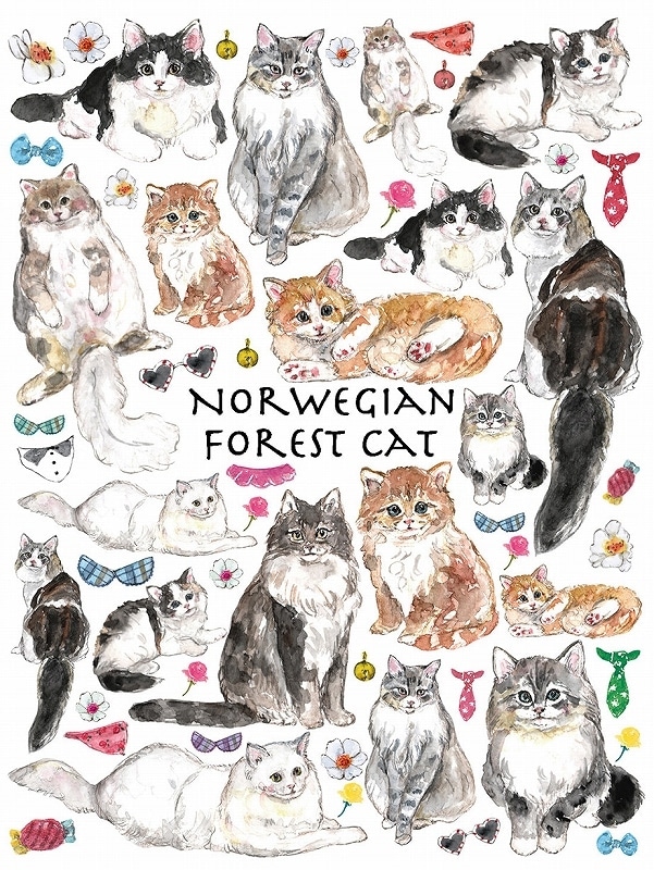 【原画販売】ノルウェージャンフォレストキャットの水彩画 原画販売】ノルウェージャンフォレストキャットの水彩画 国内