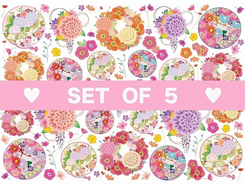 【5枚SET】ガラス用和柄押し花 (1枚あたり1500円)A4