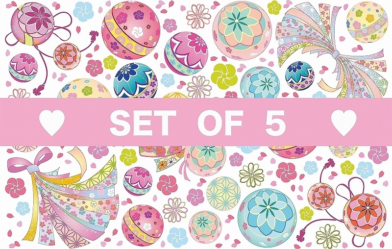 【5枚SET】和柄毬(1枚あたり1900円)A3