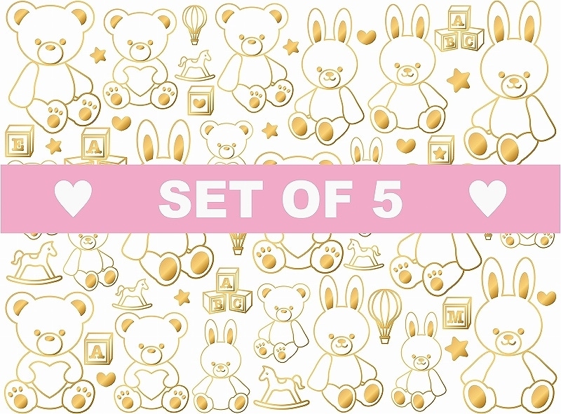 【5枚SET】テディ―ベア＆バニーゴールド (1枚あたり1500円)A4