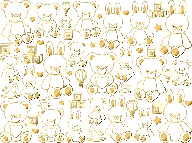 【5枚SET】テディ―ベア＆バニーゴールド (1枚あたり1500円)A4