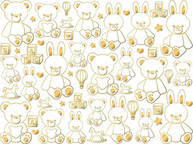 【10枚SET】テディ―ベア&バニーゴールド (1枚あたり1300円)A4