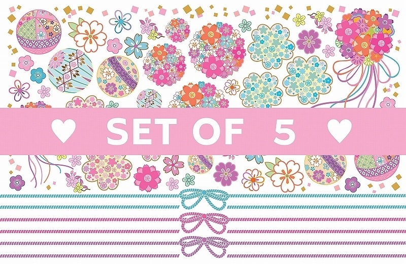 【5枚SET】和柄ブーケ(1枚あたり1900円)A3