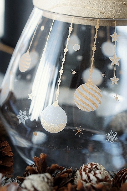 ガラス用オーナメントホワイトクリスマス A4