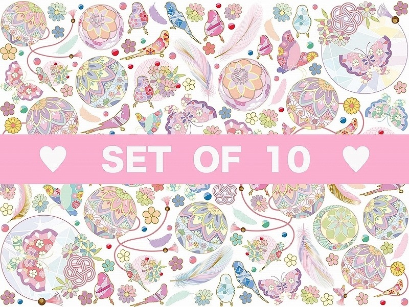 【10枚SET】和柄手毬花蝶鳥 (1枚あたり1300円)A4