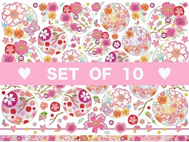 【10枚SET】和柄ハンコ鳥(1枚あたり1300円)A4