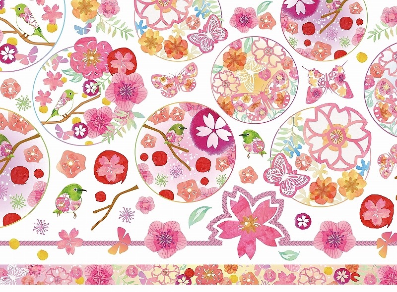 【10枚SET】和柄ハンコ鳥(1枚あたり1300円)A4