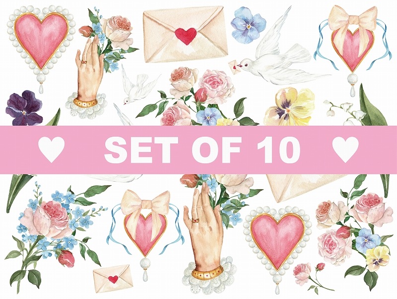 【10枚SET】ヴィンテージフローラル(1枚あたり1300円)A4