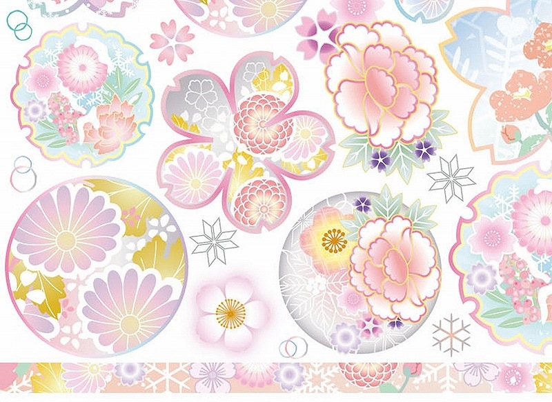 【5枚SET】和柄雪中花 (1枚あたり1500円)A4