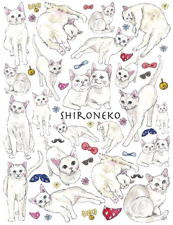 ガラス用白猫 はがきサイズ