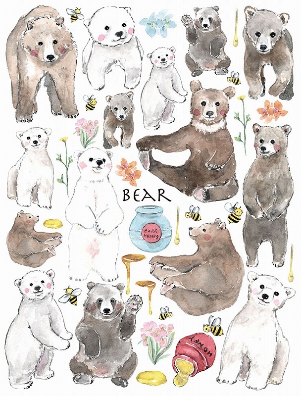 ガラス用クマ はがきサイズ