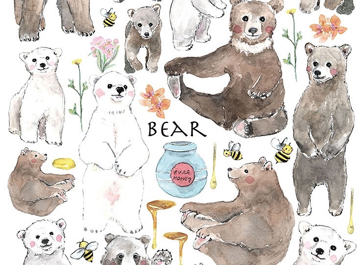 ガラス用クマ はがきサイズ