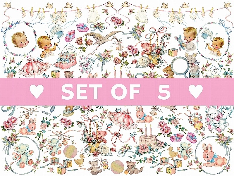 【5枚SET】アンティークベビー(1枚あたり1500円)A4