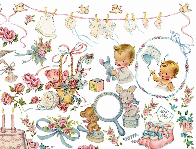 【5枚SET】アンティークベビー(1枚あたり1500円)A4