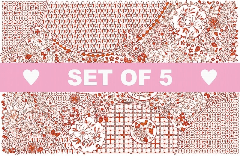 【5枚SET】赤絵和柄紋(1枚あたり1900円)A3