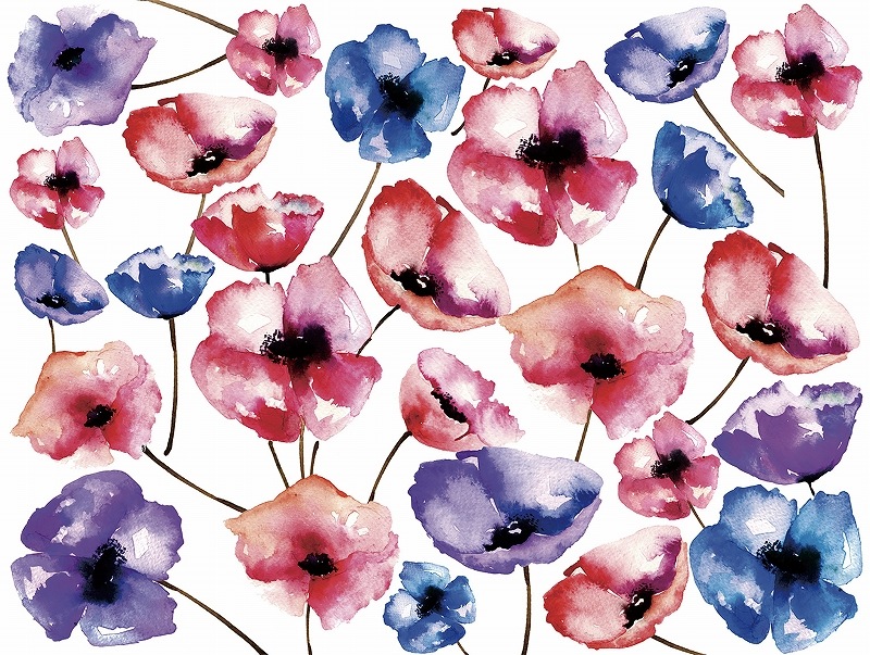 【5枚SET】ガラス用 ポピー  (1枚あたり1500円)A4