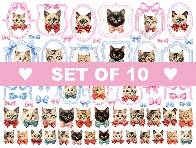 【10枚SET】ガラス用キャットリボン (1枚あたり1300円)A4