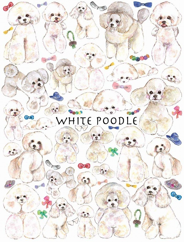 ガラス用トイプードルホワイトはがきサイズ