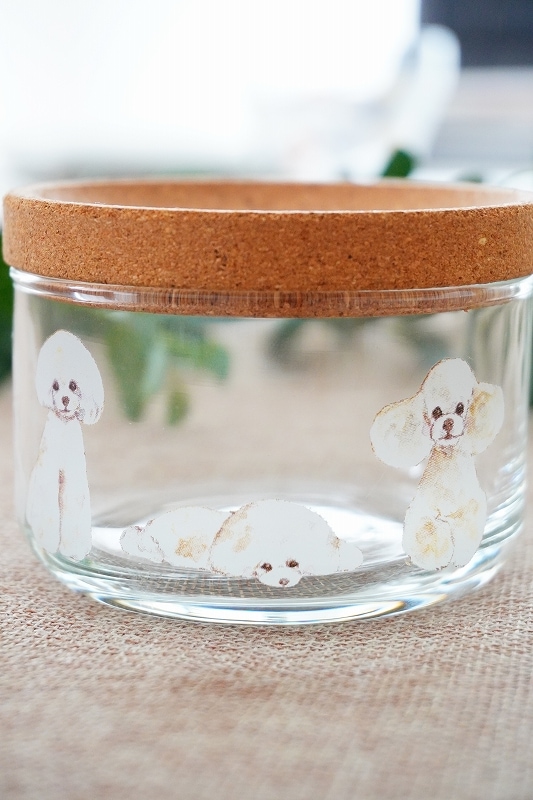 ガラス用トイプードルホワイトはがきサイズ