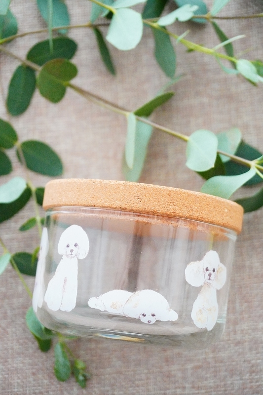 ガラス用トイプードルホワイトはがきサイズ