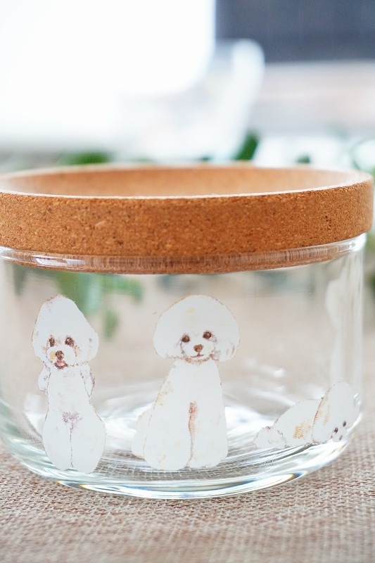 ガラス用トイプードルホワイトはがきサイズ