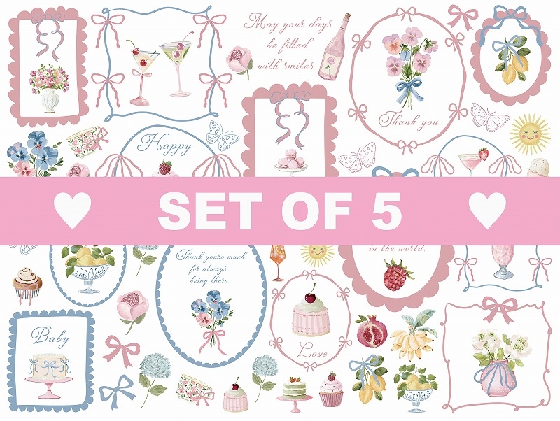 【5枚SET】ハンドペイントフレーム (1枚あたり1500円)A4