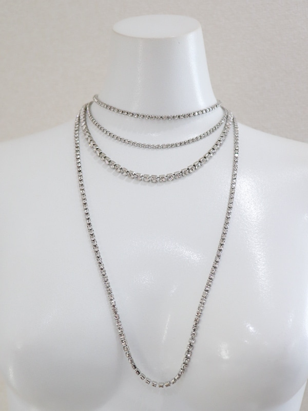 ラインストーンレイヤーネックレス