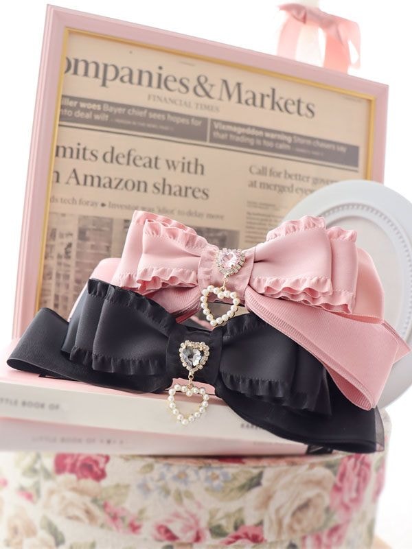 ハートビジューフリルリボンカチューシャ