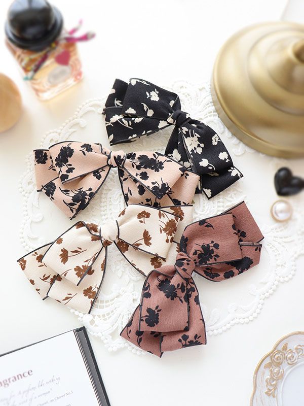 フラワーカモリボンバレッタ