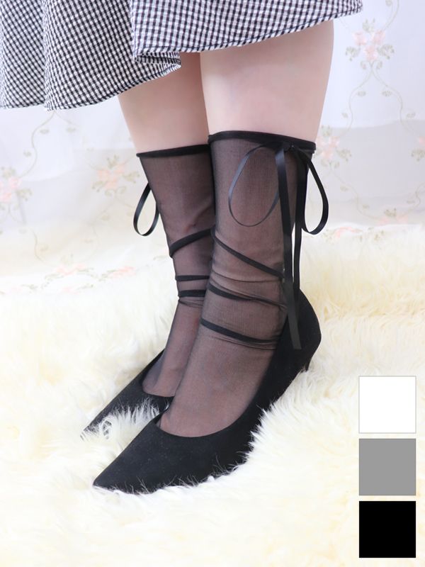 シアーリボンソックス