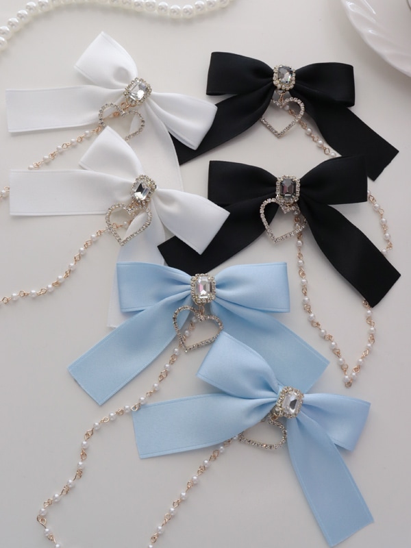 ゆらゆらパールリボンヘアクリップ