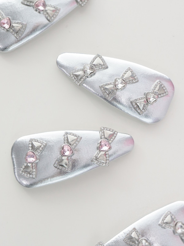 メタリックリボンヘアピン