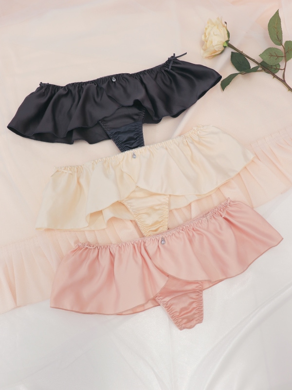 サテンローズアップリケ単品Tバック