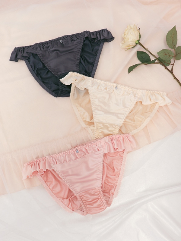 サテンローズアップリケ単品ショーツ