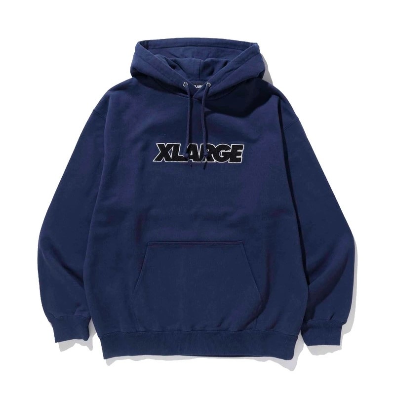 Lサイズ X-LARGE メンズ STANDARD LOGO HOODEDSWEATSHIRT 101233012007 NAVY　　