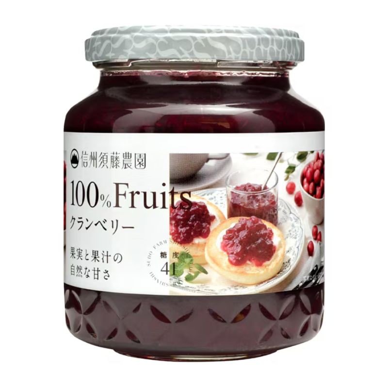 [3個]スドージャム 信州須藤農園 100％フルーツ クランベリー　340g　賞味期限2025.11.06
