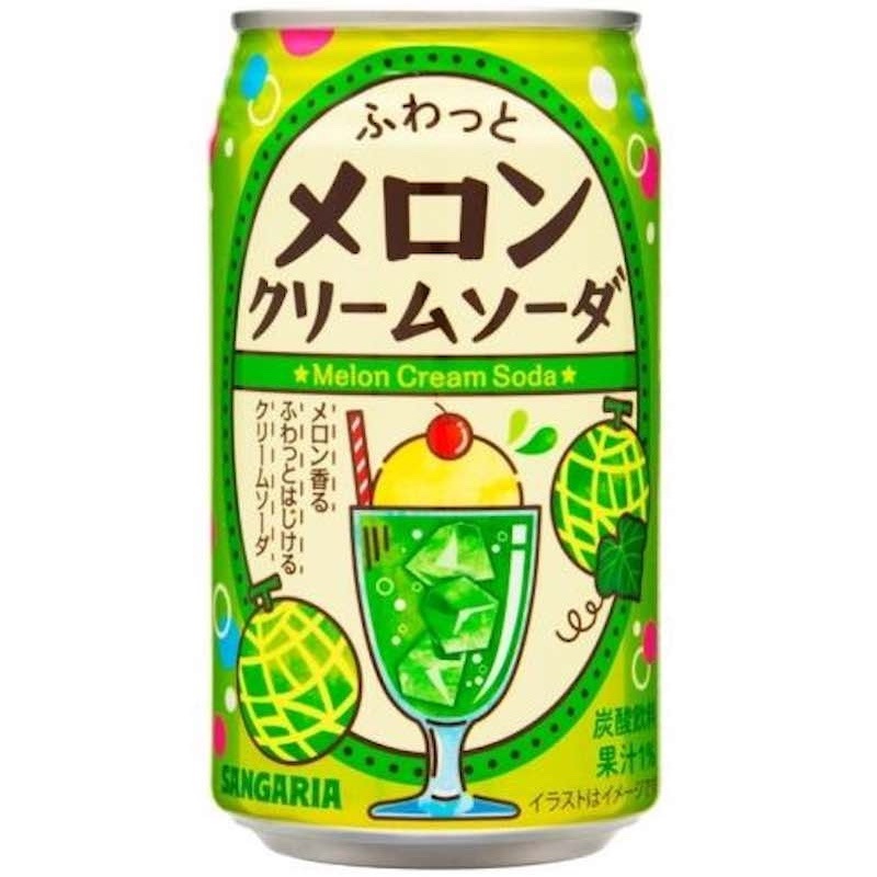 [24本]サンガリア ふわっとメロンクリームソーダ缶　350g　賞味期限2026.02.28